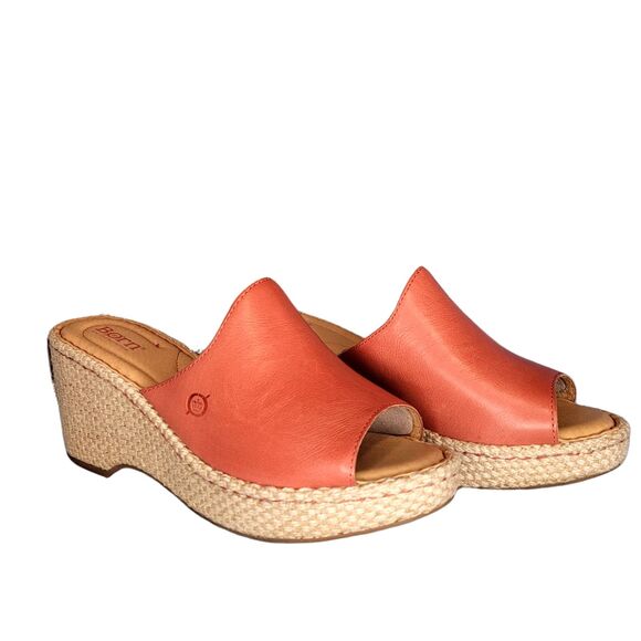 Born Lilah Rust Brown Orange Cayenne Wedge Espadrille Womens Shoes 8M - Picture 3 of 7